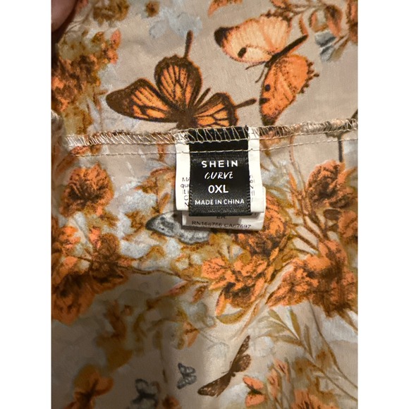 Curve‎ Butterfly Floral Smocked Off Shoulder Puff Sleeve Midi Dress 0XL - Picture 3 of 4